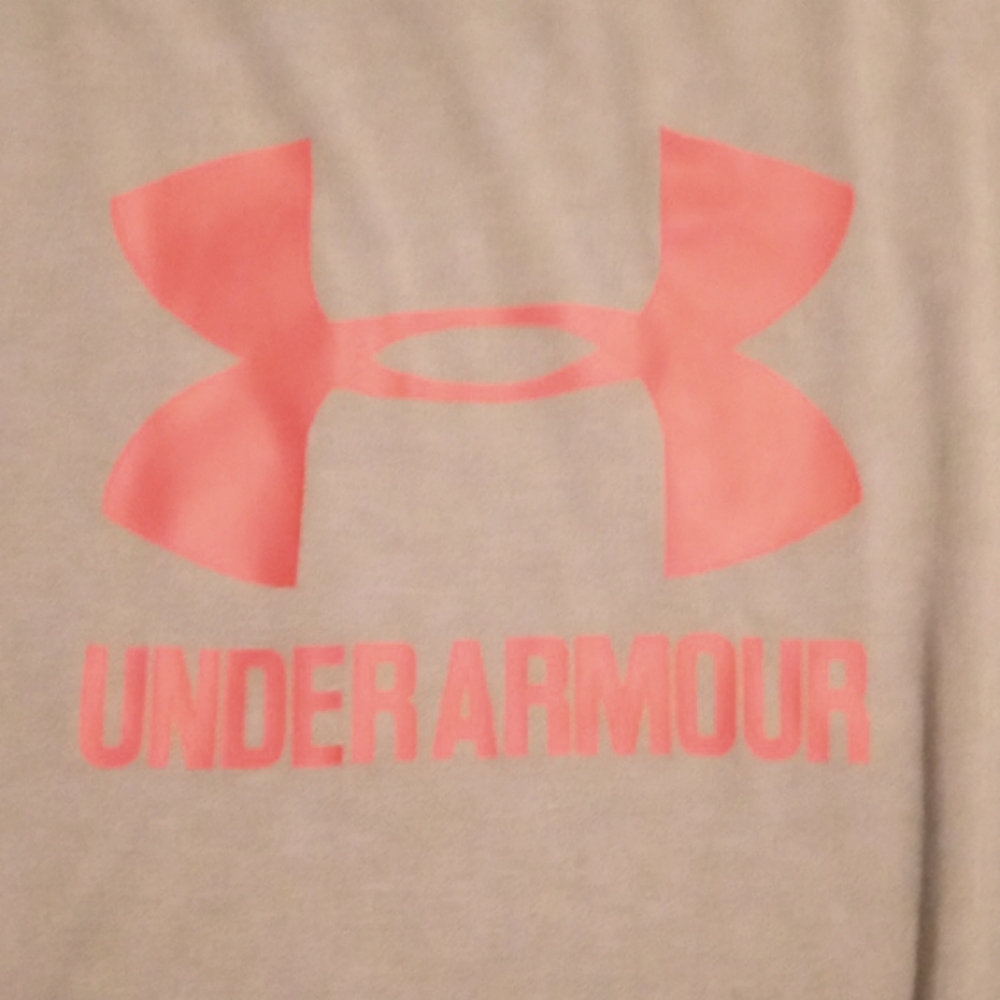 Under Armour Gray shirt Neon Pink Letters